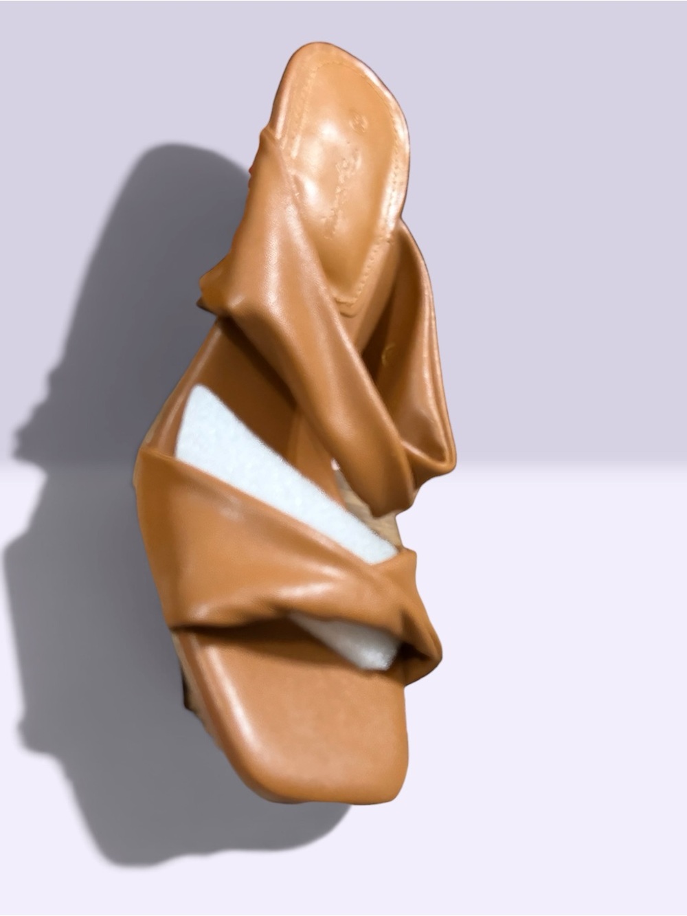 Leather Twist Slide Sandal - Tan